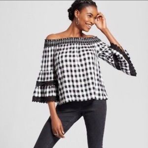 Off Shoulder Gingham Top
